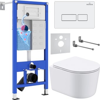 Roxen Simple Compact в комплекте с инсталляцией StounFix Dual Fresh 6 в 1 920247 (кнопка: белый глянец)